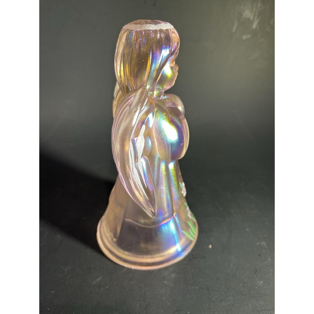 Fenton Art Glass Angel Iridescent Joy Hand Painted Flowers Signed Williams - Picture 4 of 9